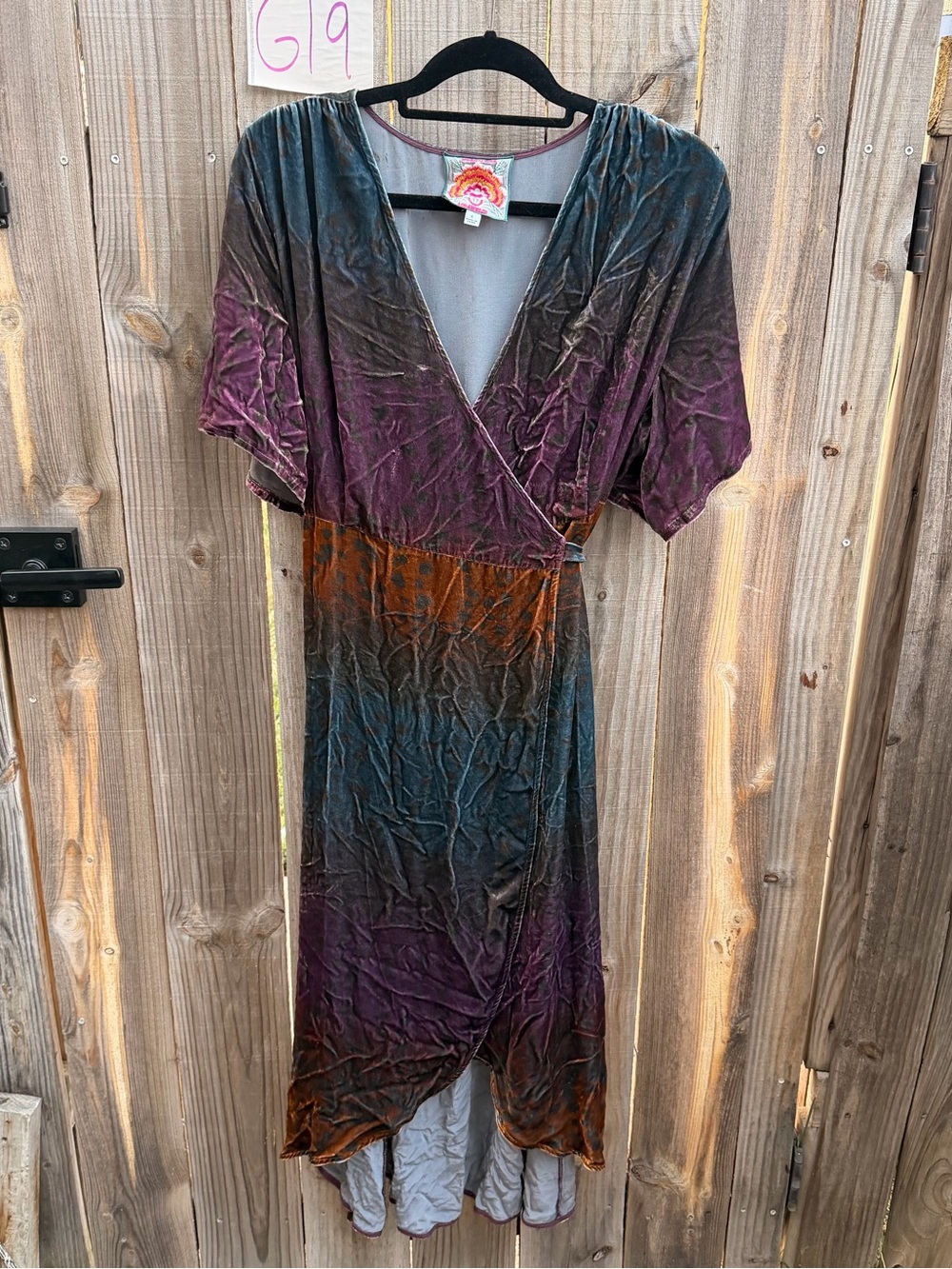 Johnny Was Ombré Cheetah Velvet Wrap Dress Size L